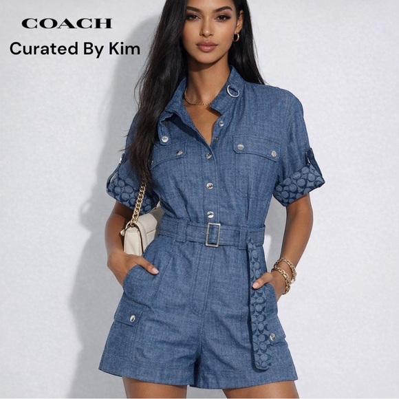 Coach Other - Coach Blue Denim Belted Romper ~ New With Tags!